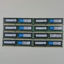 Lot of 8 Crucial Server Memory 16GB (1x16GB) RAM DDR3 1600MHz CT16G3ERSLD4160B