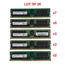 Lot of 20 Micron 32GB RAM Modules 2Rx4 PC4-2933Y-RB2-12 MTA36ASF4G72PZ-2G9E2UI